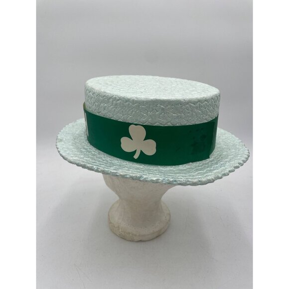 Erin Go Bragh Irish Styrofoam Boater Hat With Shamrock Band St. Patricks Day Acc - Picture 5 of 12